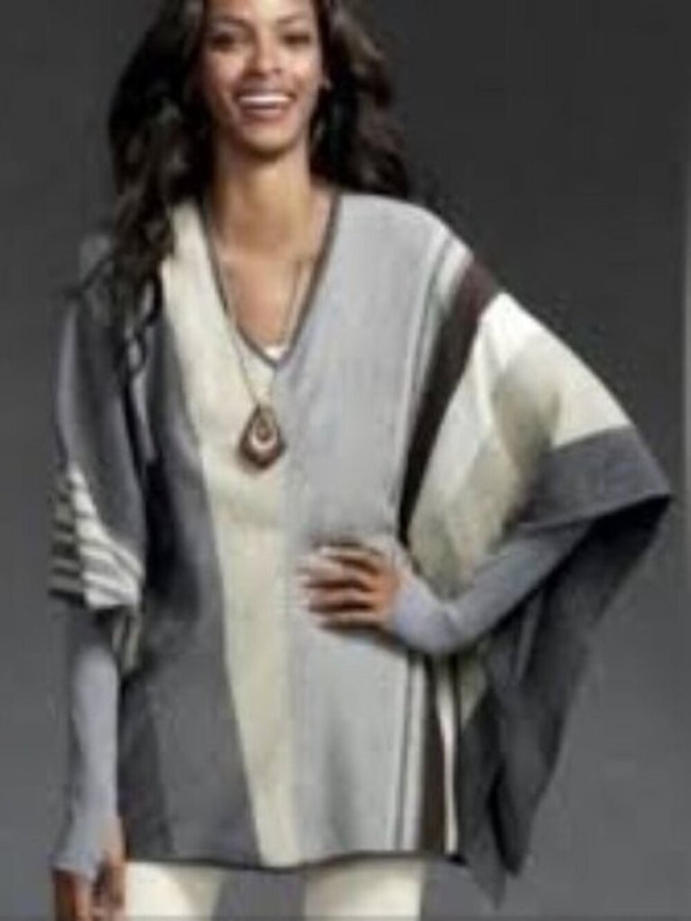 CAbi Horizon Poncho Sweater Women's size Medium M Natural Tones Style #909